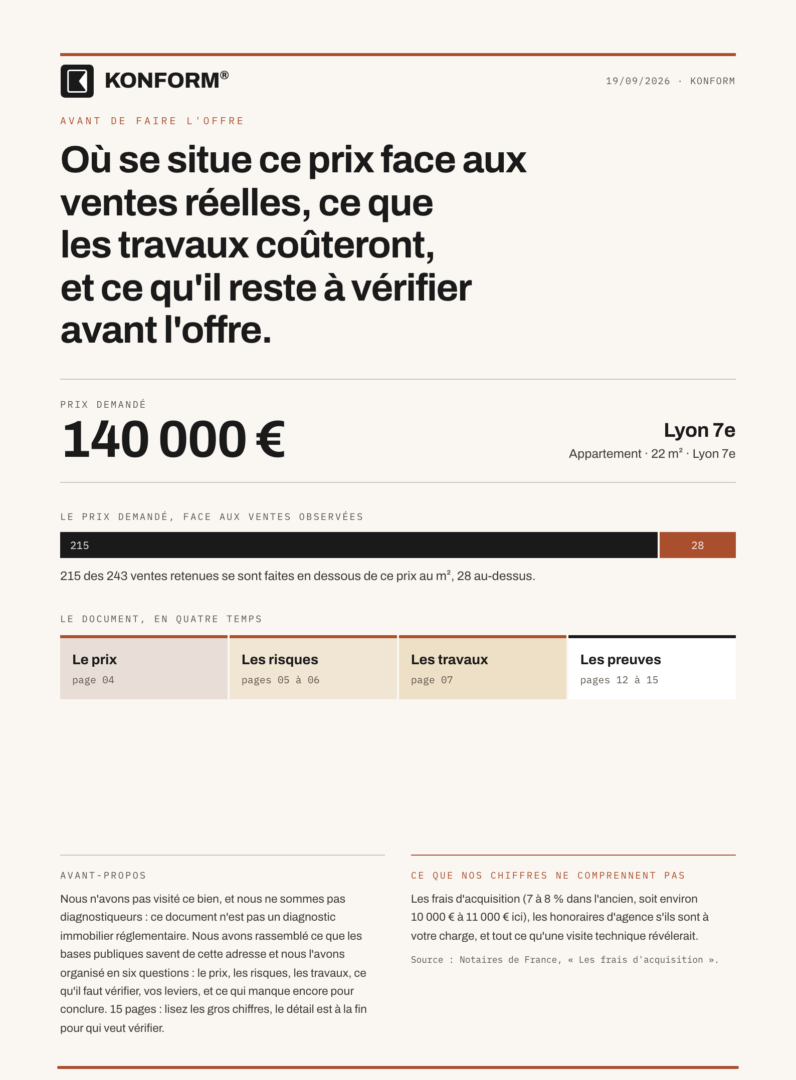 La couverture — une page du rapport