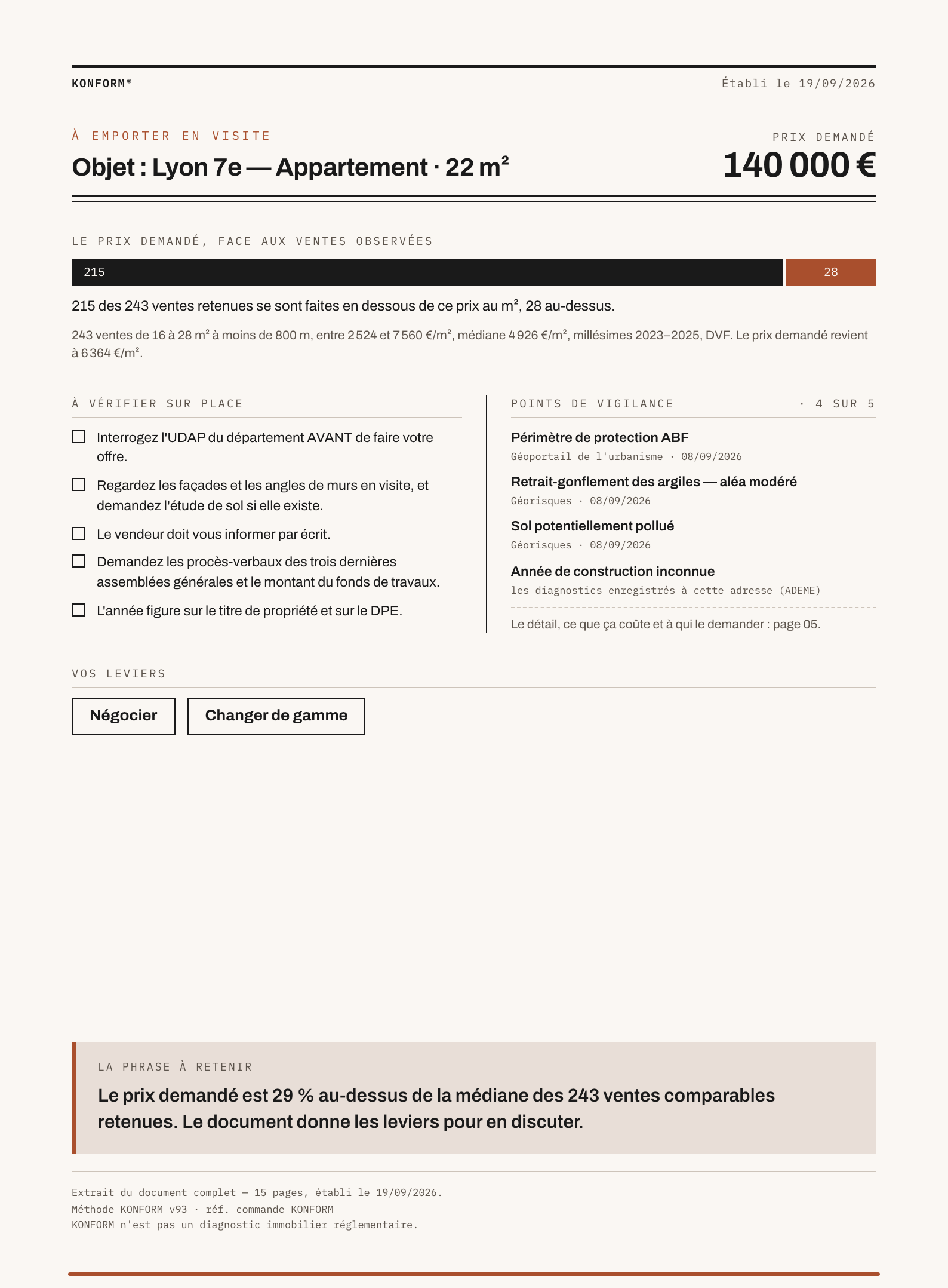 En une page — une page du rapport